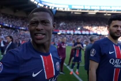 Les joueurs du PSG au Parc des Princes