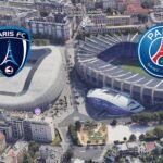 Le PSG et le Paris FC, le Parc des Princes et le stade Jean Bouin - vue Google Earth