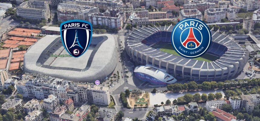 Le PSG et le Paris FC, le Parc des Princes et le stade Jean Bouin - vue Google Earth