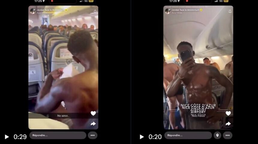 Trop chaud dans l'avion, les joueurs finissent en caleçon !