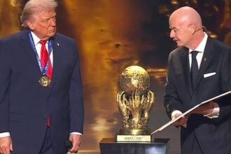 Trump awarded inaugural Fifa peace prize at World Cup draw in Washington