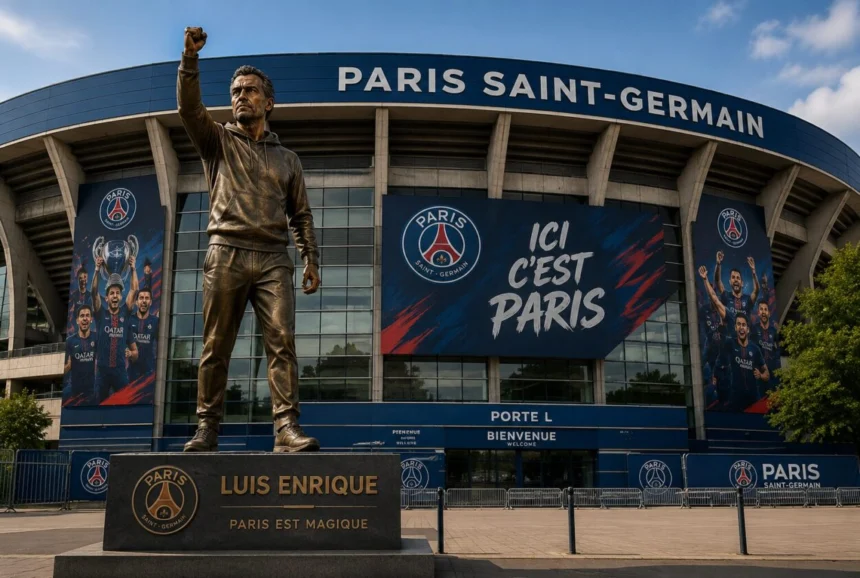 Luis Enrique, une statue pour le PSG ? (IA)