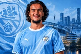 Bouaddi à Manchester City (Credit photo City, montage kickfootball.fr)