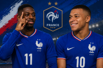 Dembélé et Mbappé (crédit photo FFF/PSG, montage Kickfoobtall.fr)